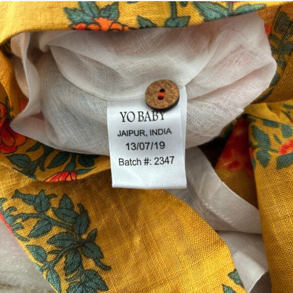 NWT Yo Baby India Hand-Block Print Dress 2T, Boho Floral Ruffle Sleeve - Picture 10 of 10